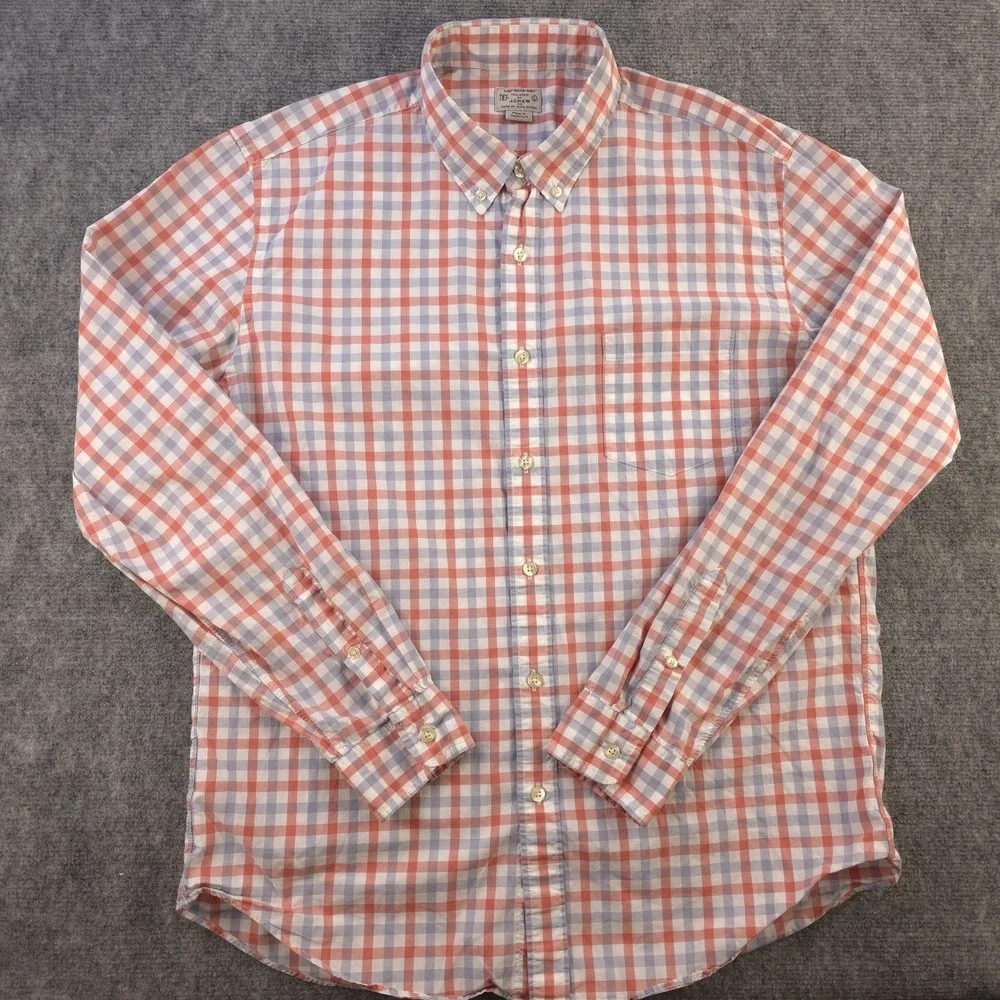 J Crew Lightweight Shirt Large Long Sleeve Button Down Multicolor Plaid‎ Cotton
